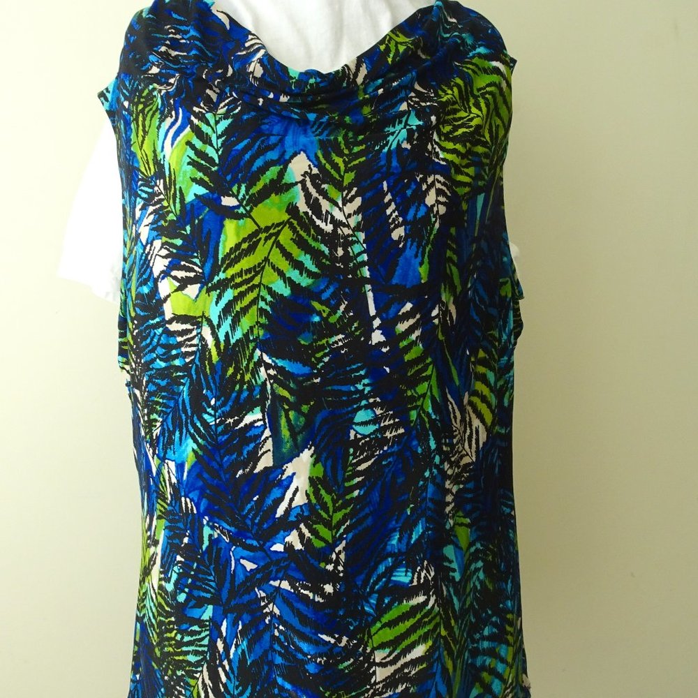 Black Label Sleeveless Ruffled Blue Blouse